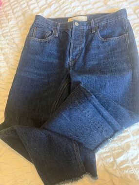GAP Indigo High-Rise Wide Leg Raw Hem Jeans